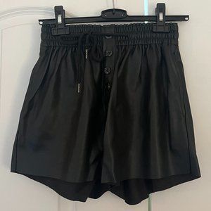 High-Waisted Leather Shorts
